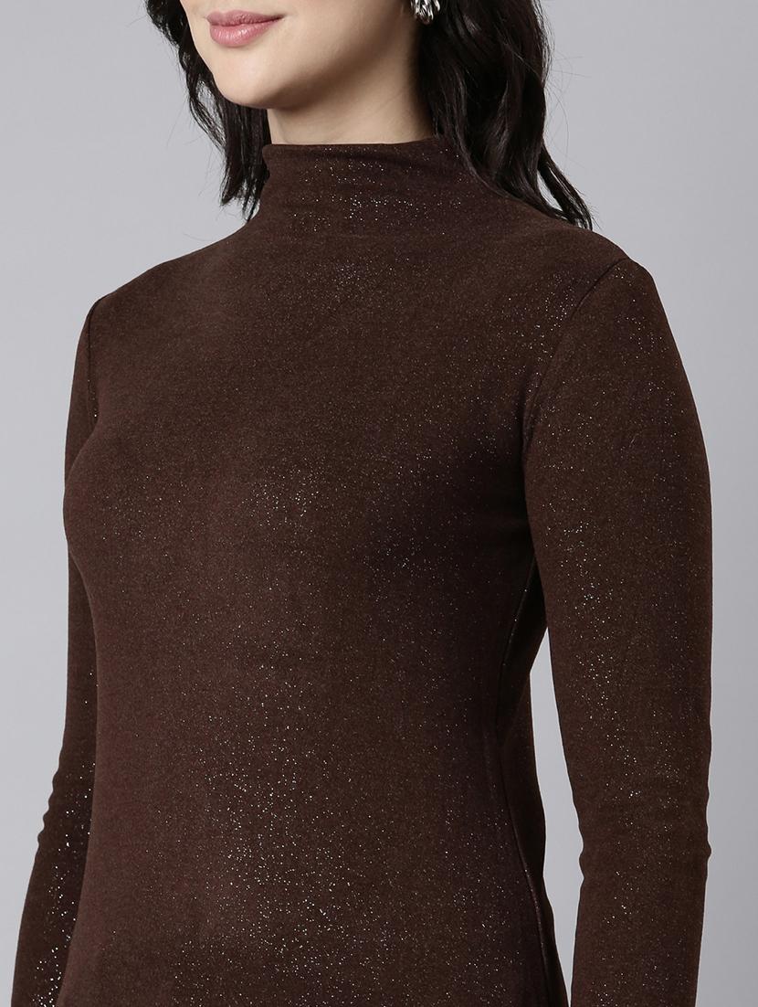 women brown solids long sleeves top - 21023760 - Standard Image - 6
