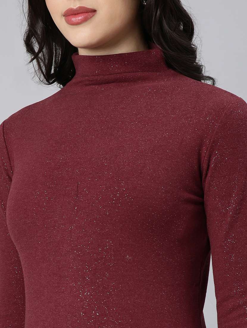 women maroon solids long sleeves top - 21023761 -  Standard Image - 6