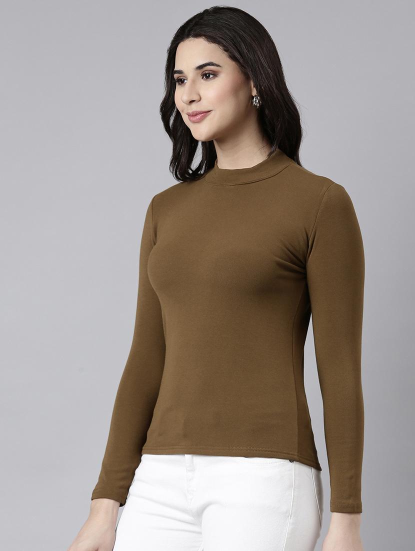 olive cotton blend regular top - 21023768 - Standard Image - 1