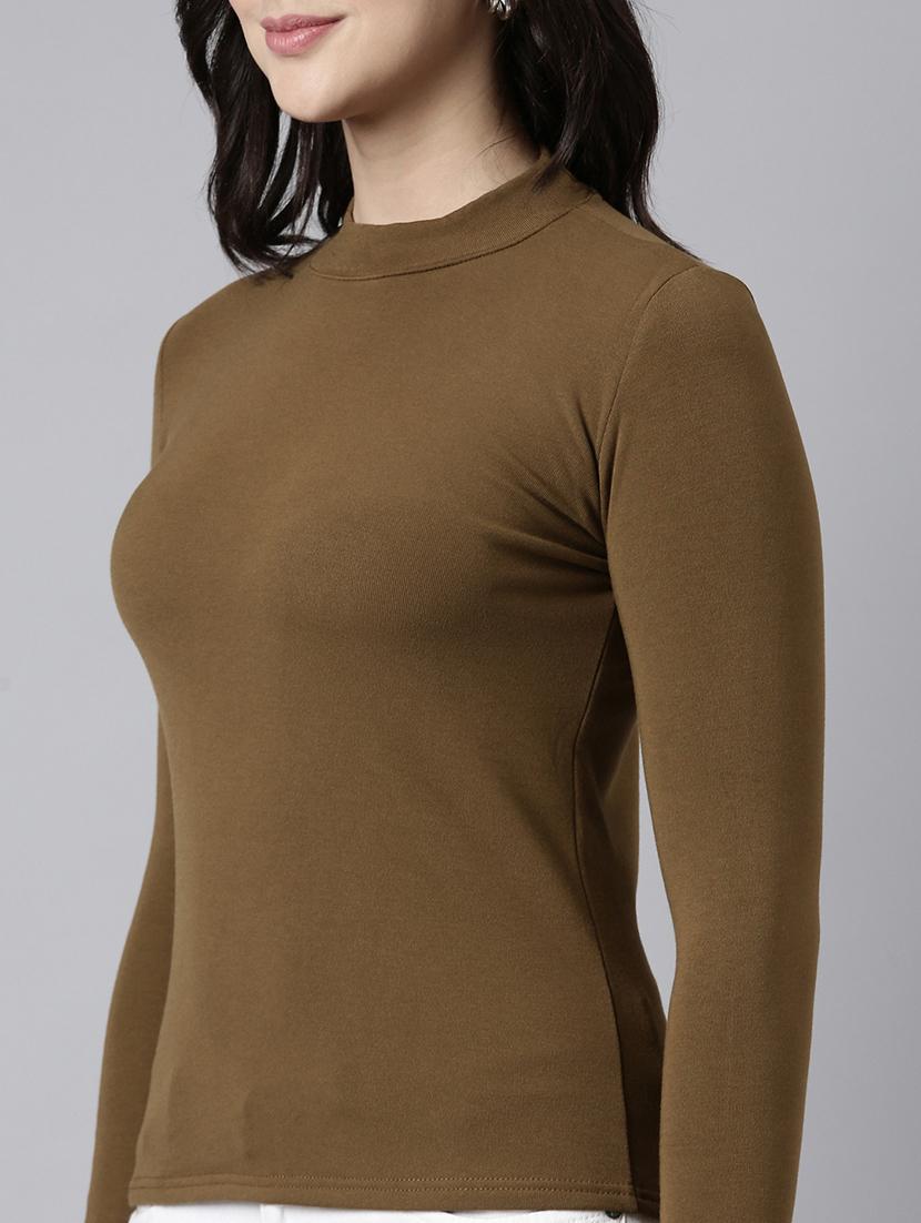 olive cotton blend regular top - 21023768 - Standard Image - 6