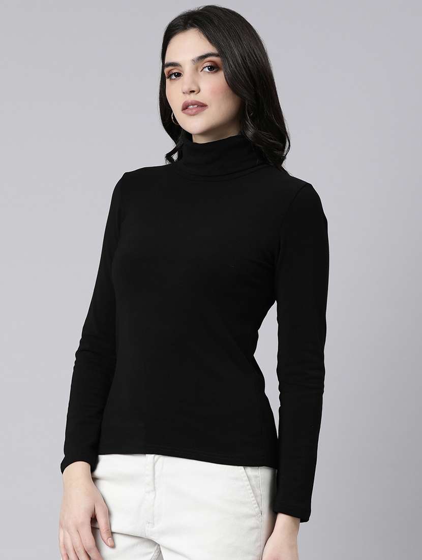 black acrylic high neck top - 21023774 -  Standard Image - 1