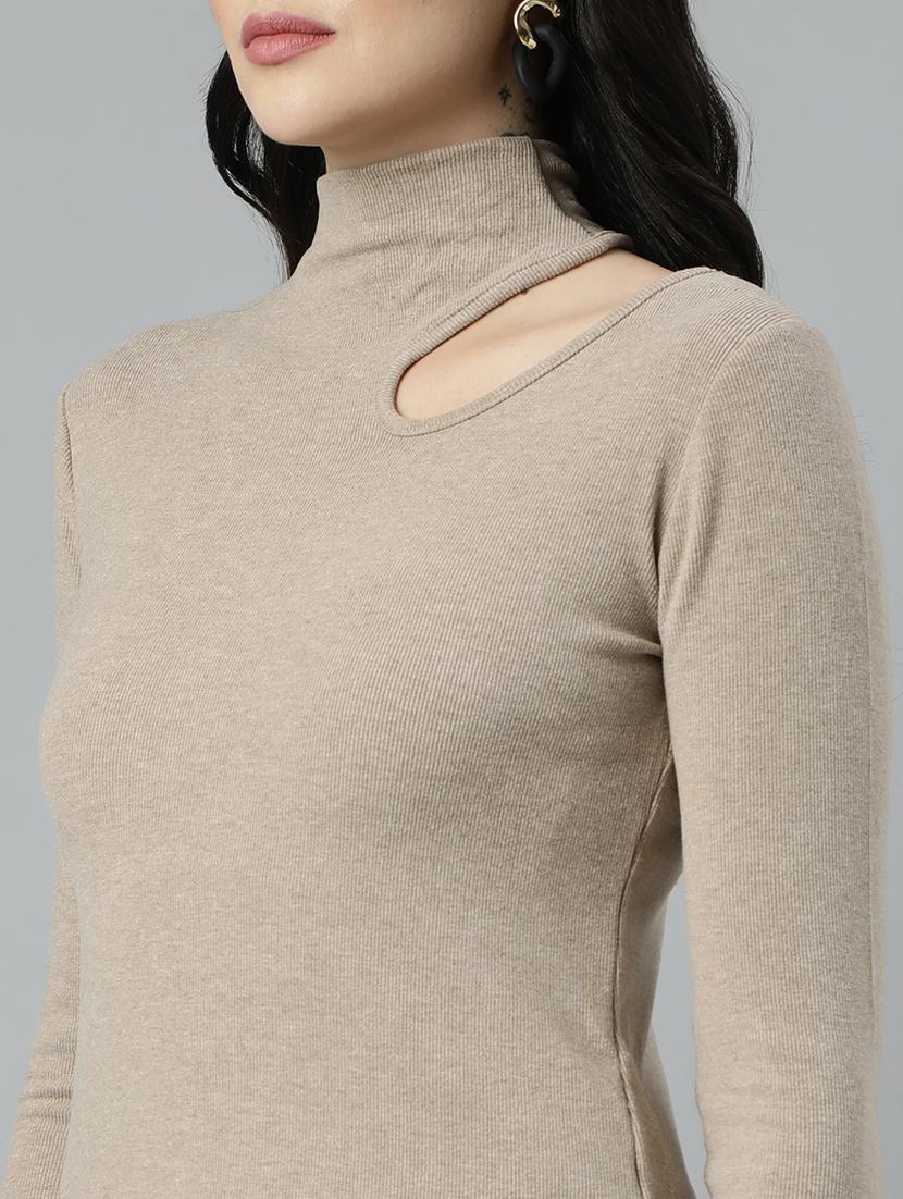 women beige solids long sleeves top - 21023798 - Standard Image - 6
