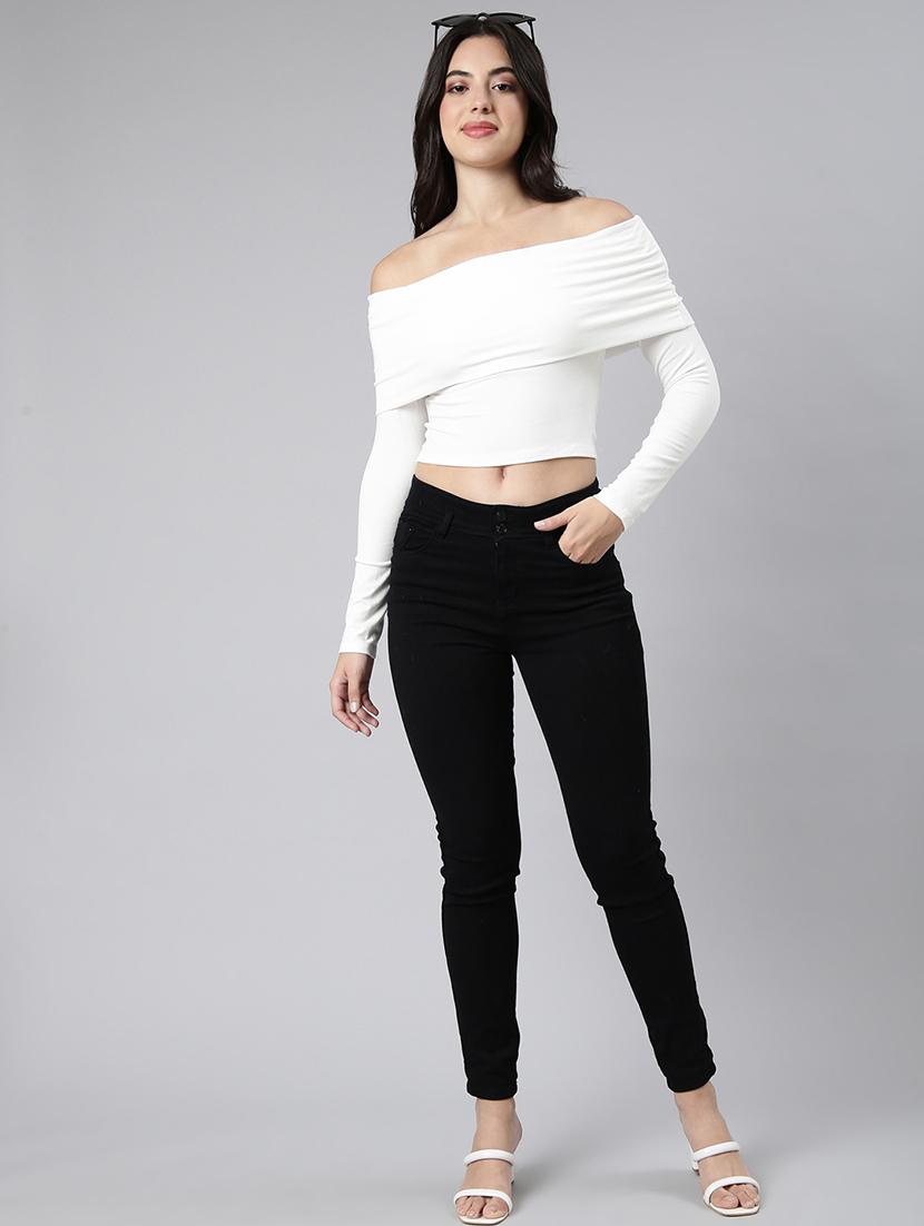 off white cotton blend regular top - 21023802 - Standard Image - 4