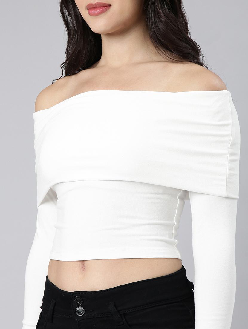 off white cotton blend regular top - 21023802 - Standard Image - 6