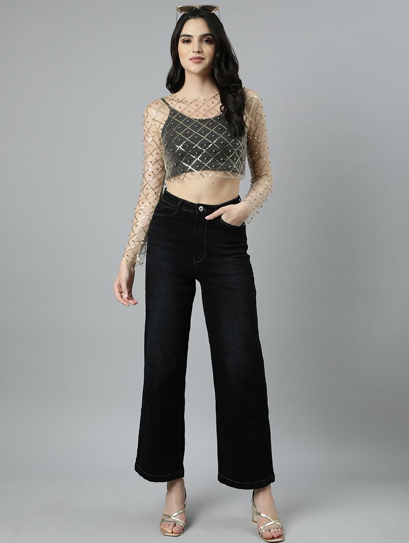 women beige embellished crop top - 21023804 - Standard Image - 4