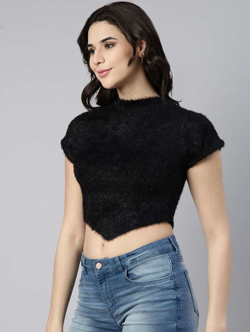 black acrylic crop top - 21023806 -  Standard Image - 1