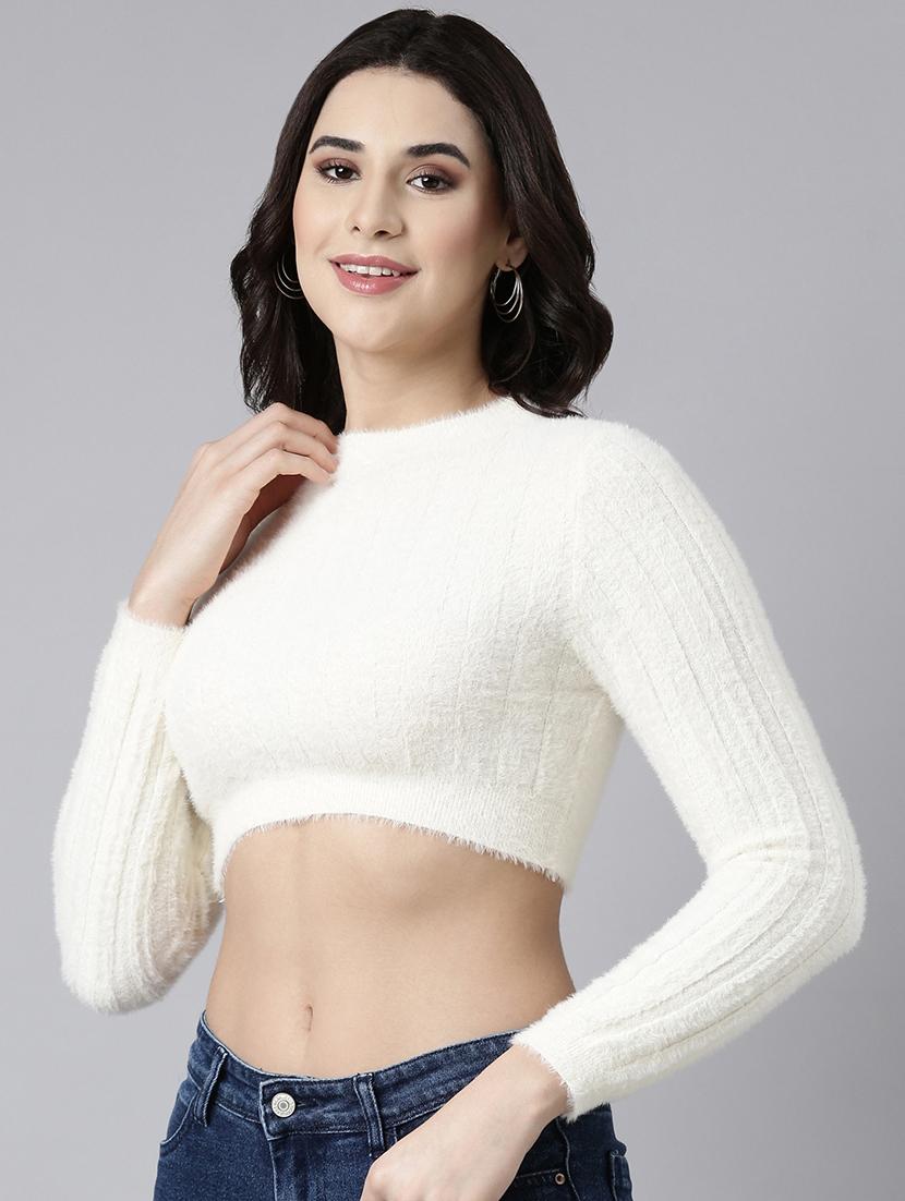 cream acrylic crop top - 21023818 -  Standard Image - 1