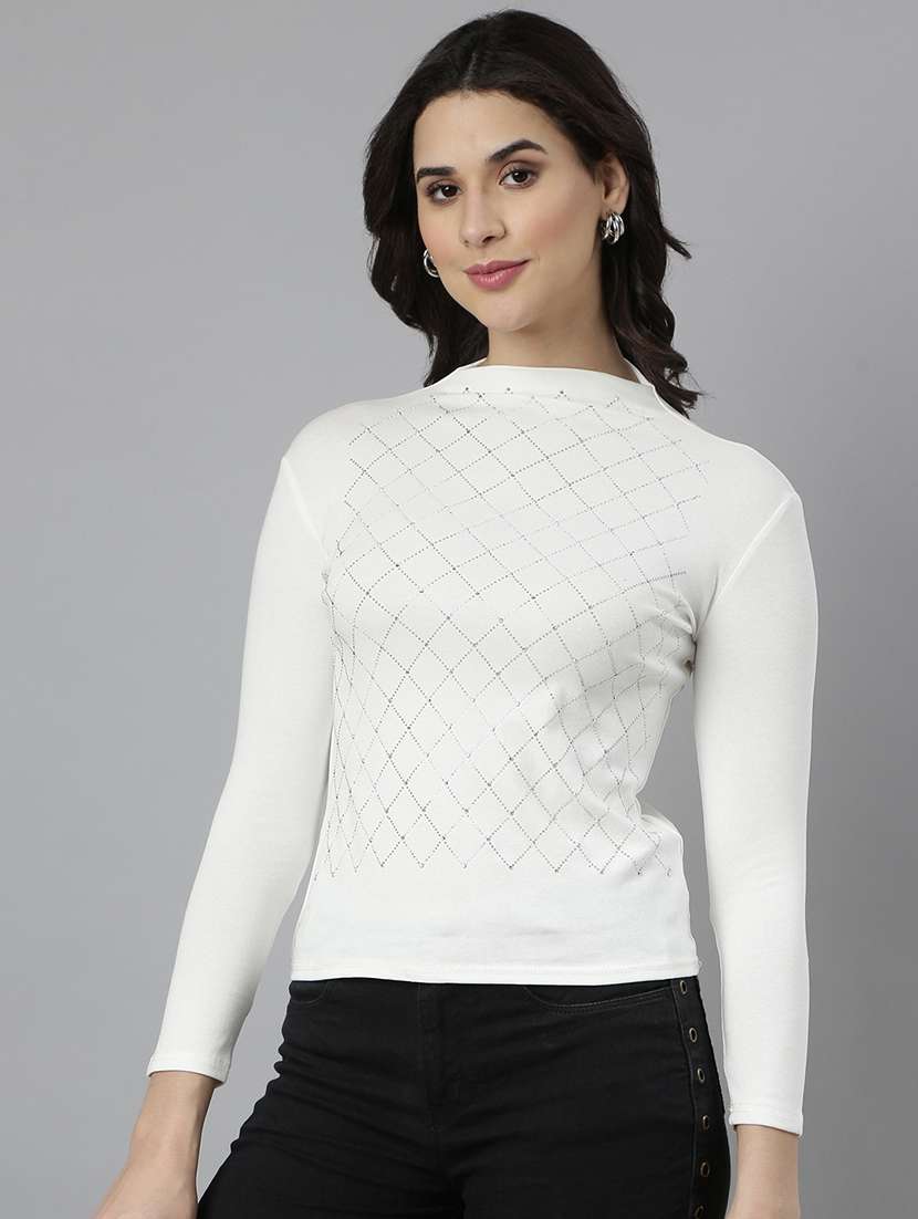 women white embellished long sleeves top - 21023821 -  Standard Image - 1
