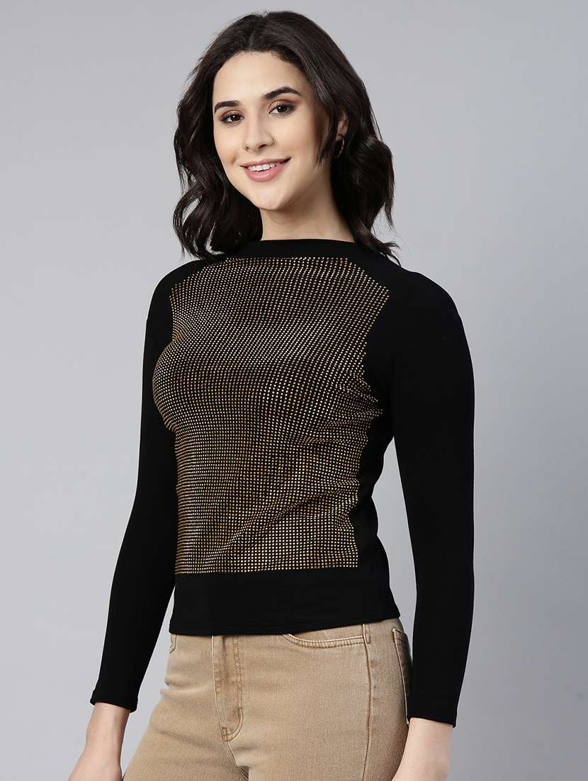 women black embellished long sleeves top - 21023822 -  Standard Image - 1