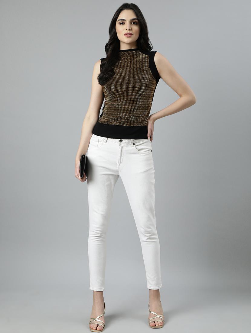 black cotton blend regular top - 21023823 - Standard Image - 4