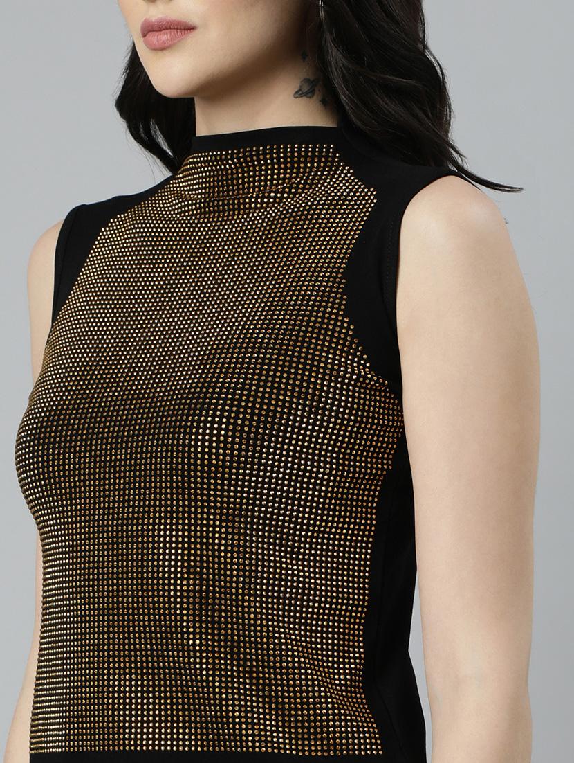 black cotton blend regular top - 21023823 - Standard Image - 6