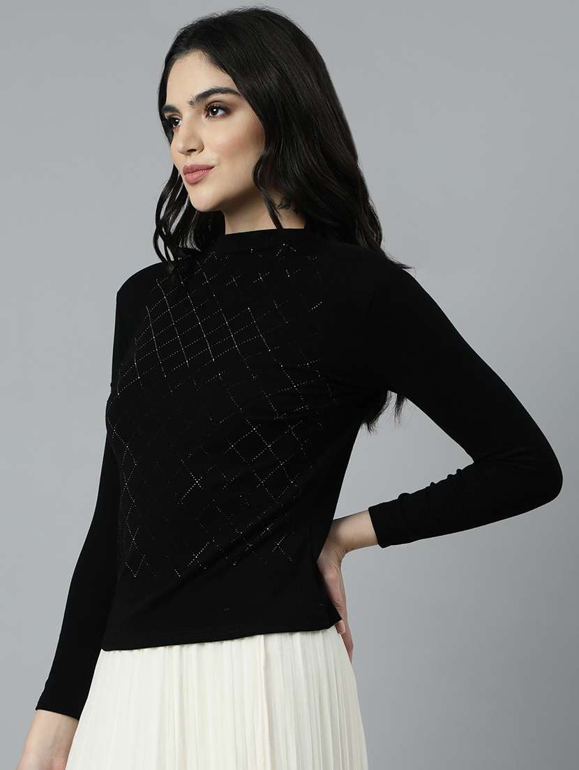 women black embellished long sleeves top - 21023825 -  Standard Image - 1