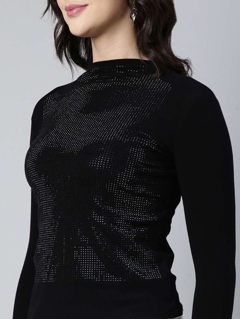 women black embellished long sleeves top - 21023826 -  Standard Image - 6