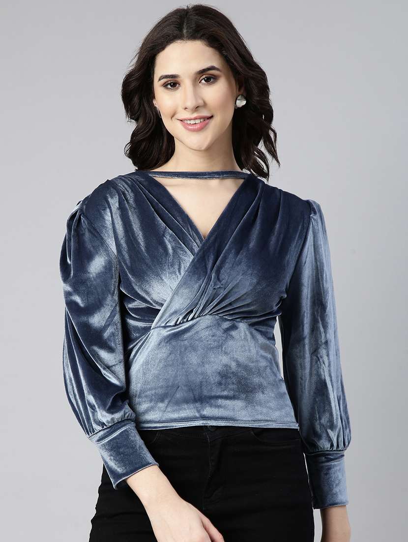 blue velvet regular top