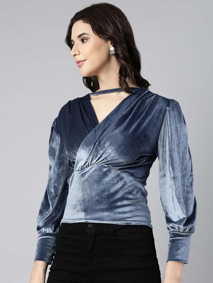 blue velvet regular top - 21023845 -  Standard Image - 1