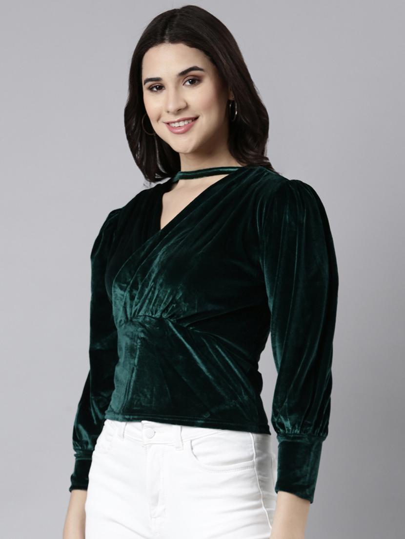 women green solids long sleeves top - 21023846 - Standard Image - 1
