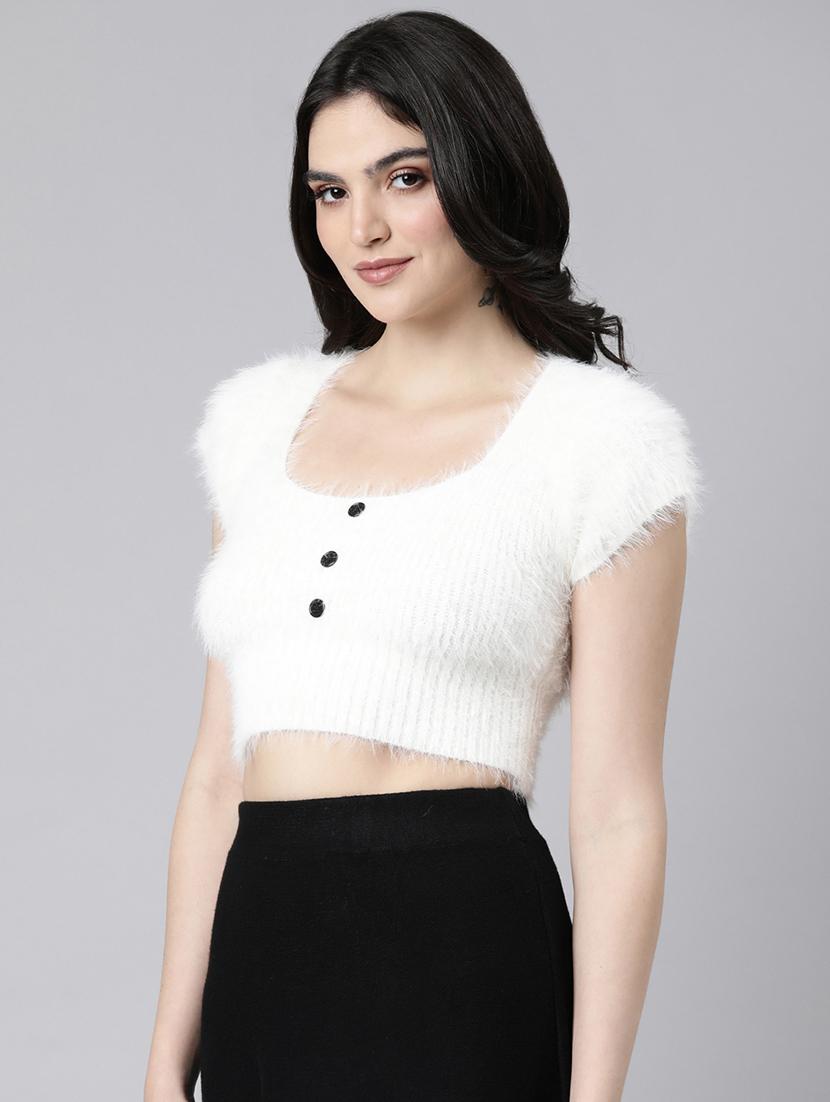 women white solids short sleeves crop top - 21023855 - Standard Image - 1
