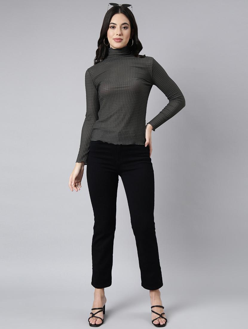 women grey solids long sleeves top - 21023869 - Standard Image - 4