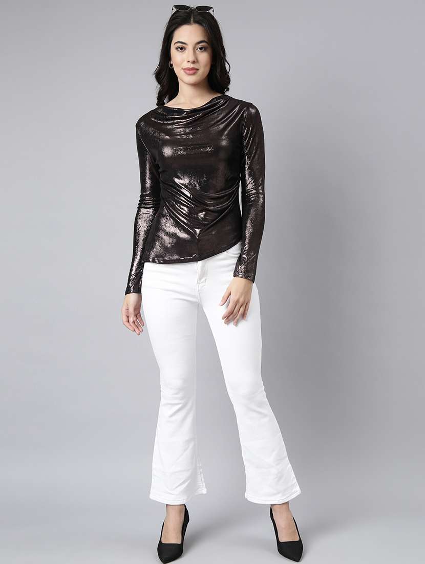 women solid cowl neck long sleeves top - 21023883 -  Standard Image - 4