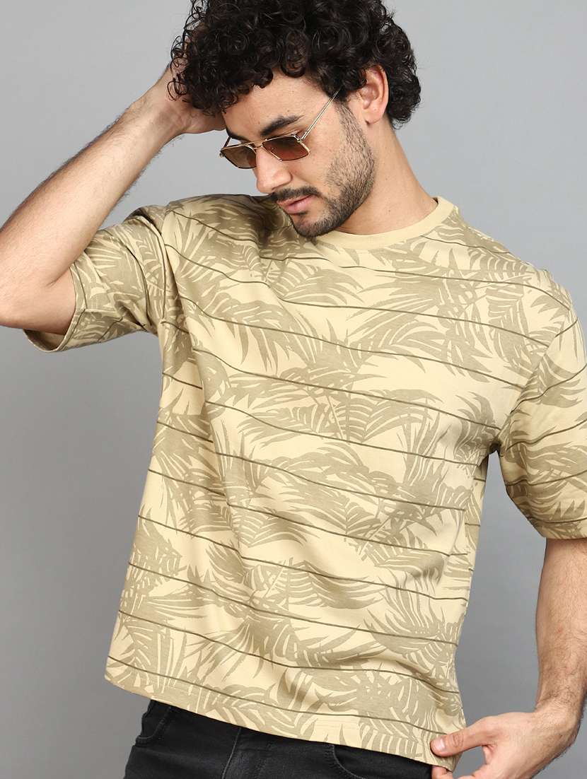 men beige all over printed t-shirt - 21023928 -  Standard Image - 1