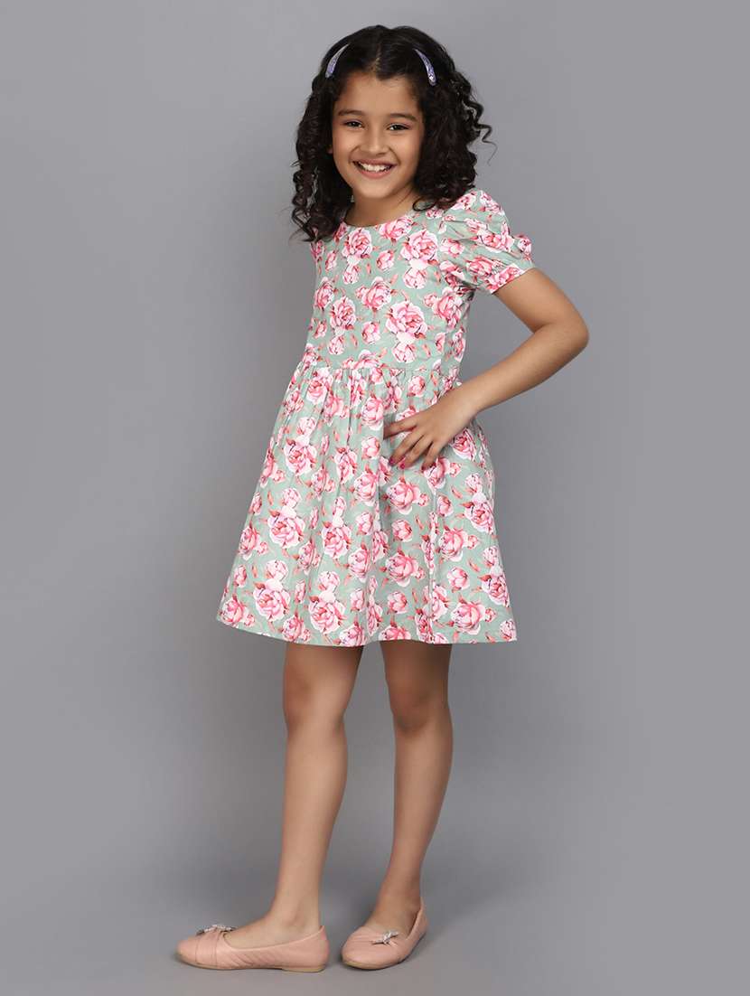 girls round neck printed frock - 21023936 -  Standard Image - 1