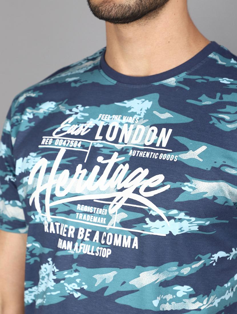 men navy blue printed casual t-shirt - 21023958 - Standard Image - 4