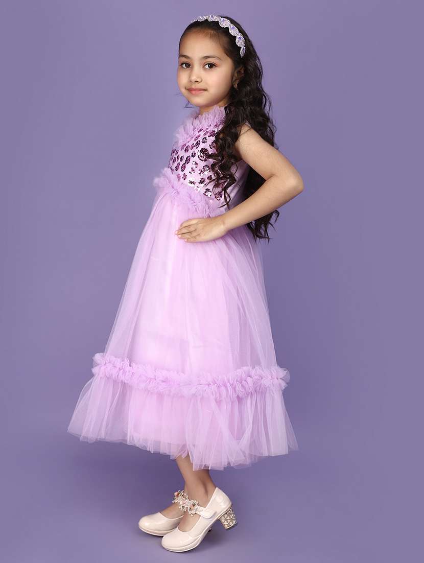 girls lavender sequins detailed frock - 21023976 -  Standard Image - 1