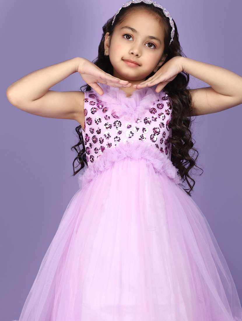 girls lavender sequins detailed frock - 21023976 -  Standard Image - 4