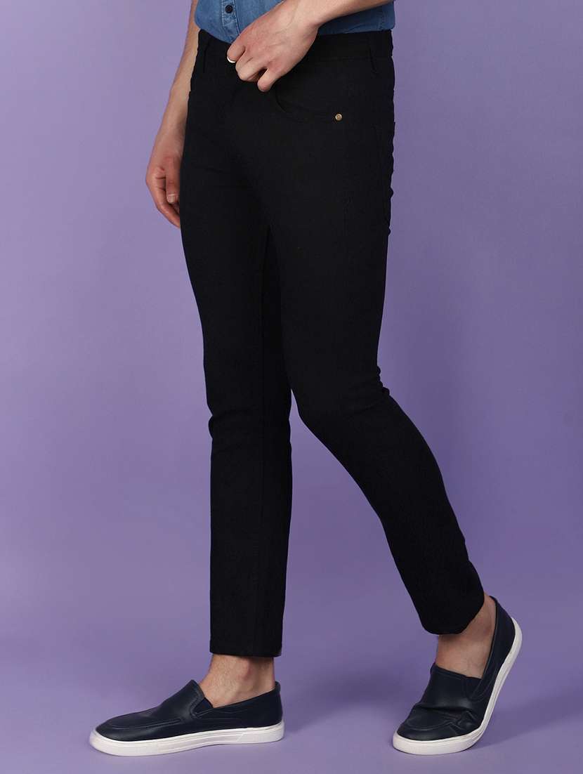 men solid black slim fit jeans - 21023984 -  Standard Image - 1