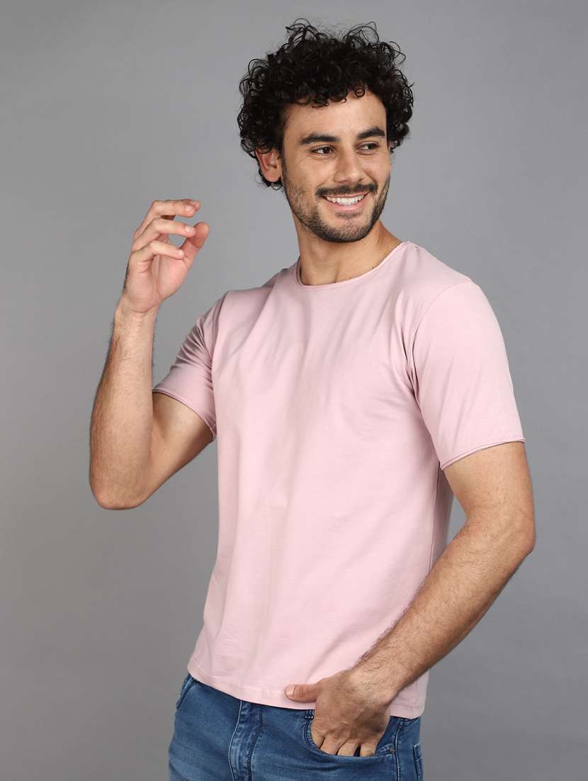men solid pink casual t-shirt - 21023988 -  Standard Image - 1