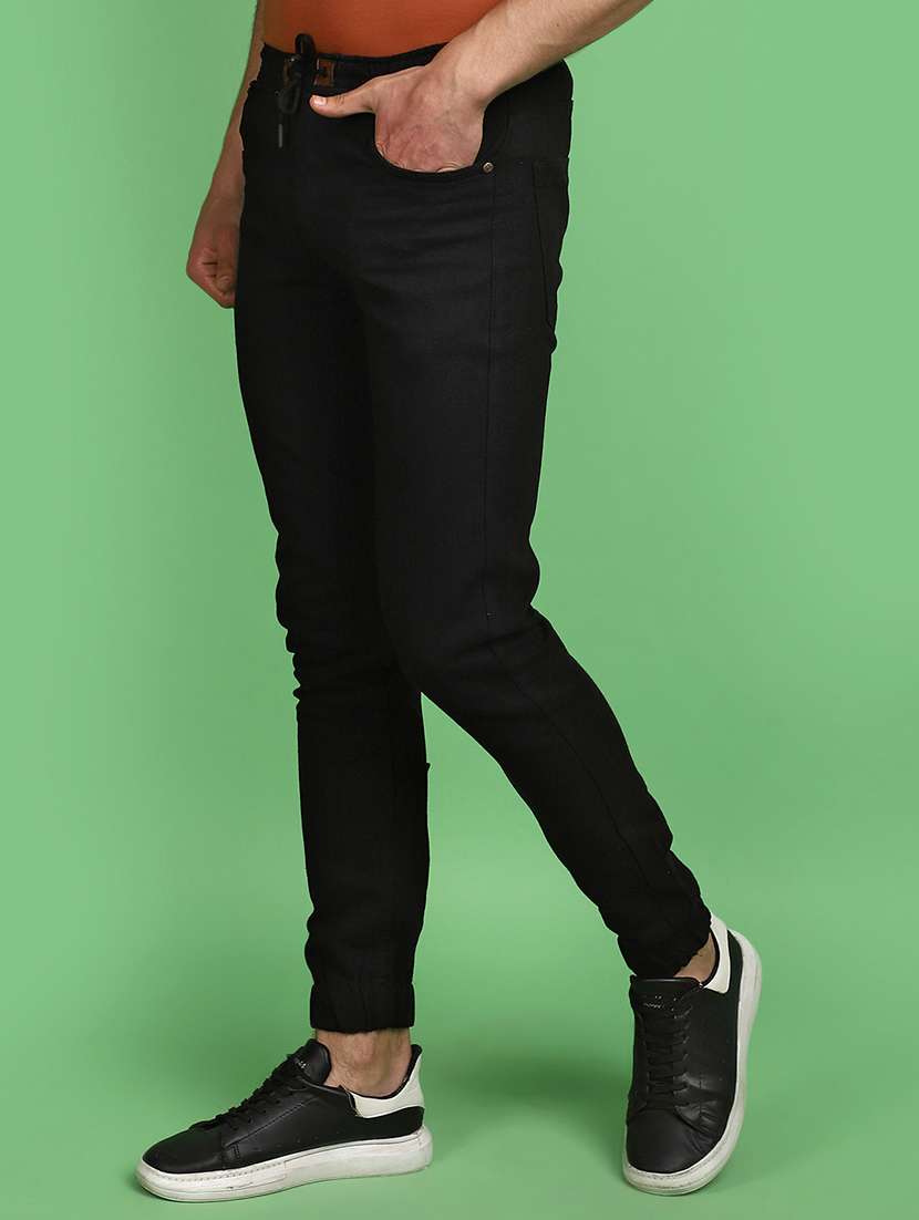 men solid mid rise jogger - 21024017 -  Standard Image - 1