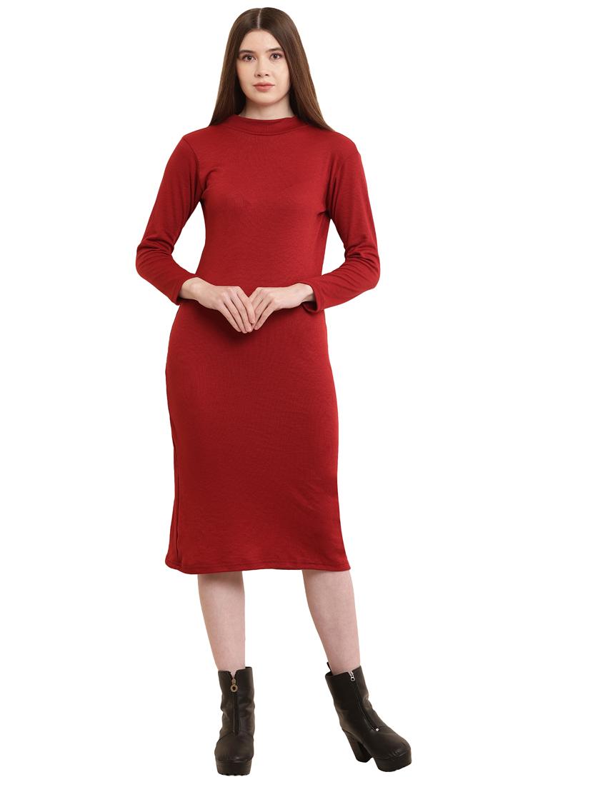women solid cotton lycra sheath dress - 21024293 -  Zoom Image - 0