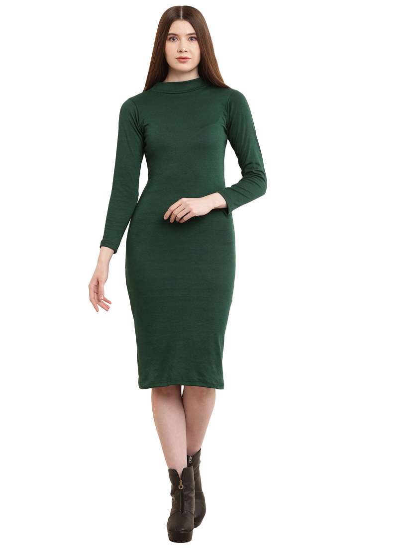 solid green bodycon dress