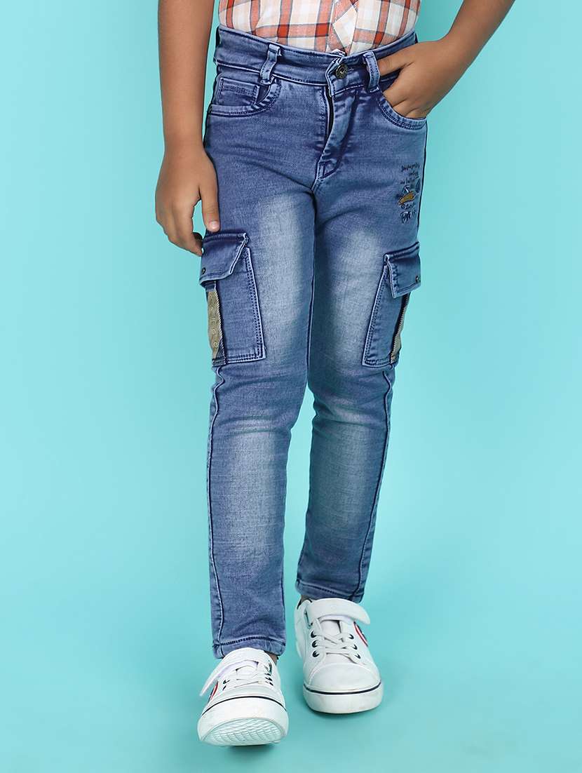 boy solid mid rise cargo jean