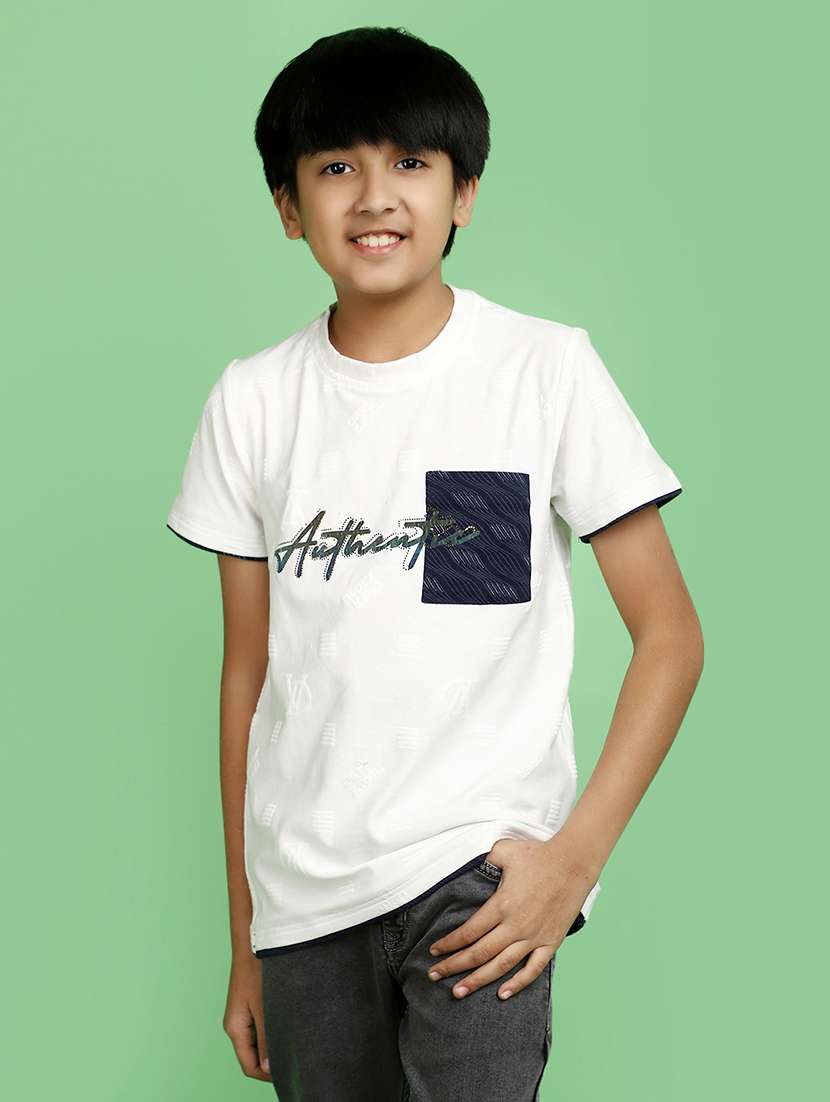 boys round neck typographic regular t-shirt
