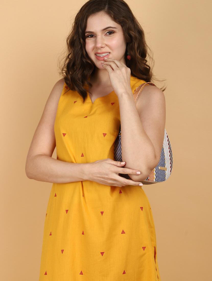 women yellow cotton straight kurta - 21024415 - Standard Image - 4