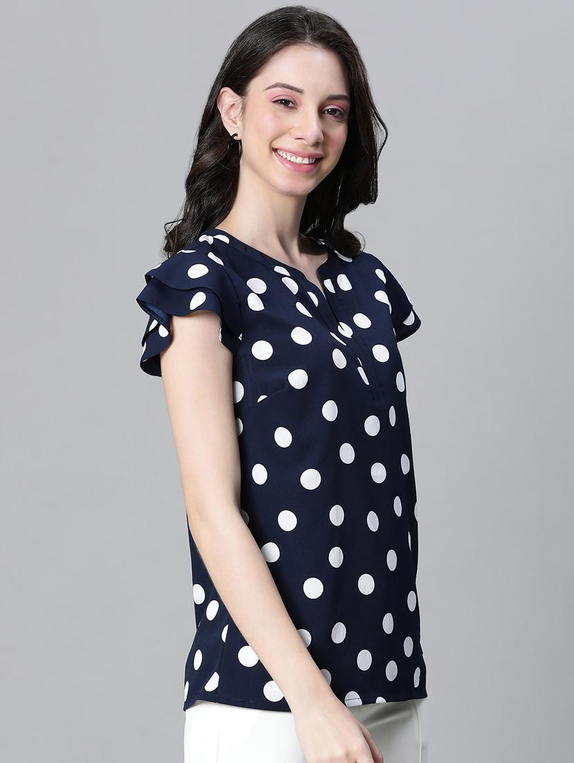 navy blue printed regular top - 21024598 -  Standard Image - 1
