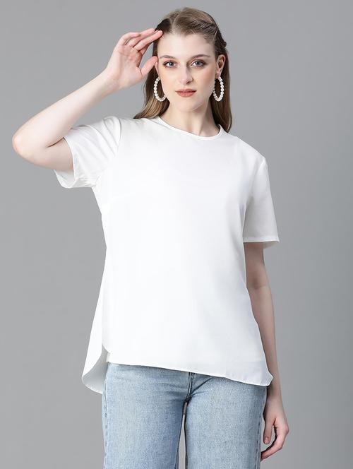 white polyester plain top - 21024603 - Standard Image - 0