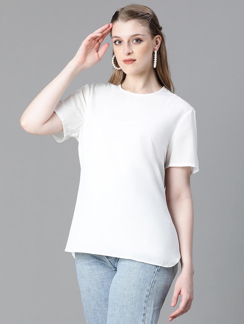 white polyester plain top - 21024603 - Standard Image - 1
