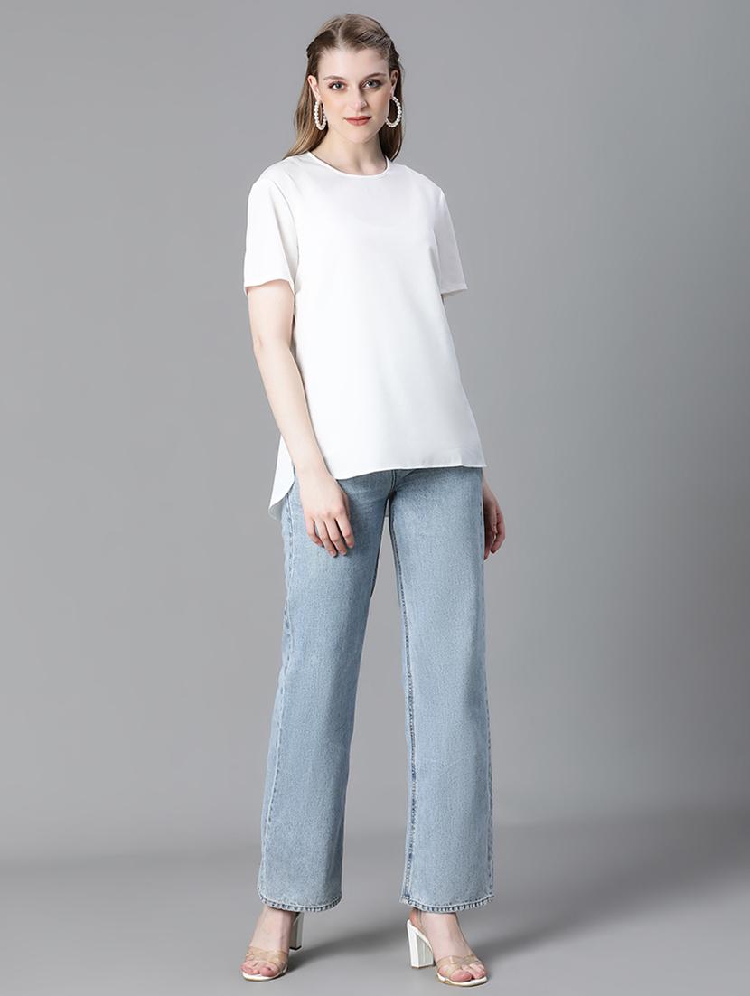 white polyester plain top - 21024603 - Standard Image - 4