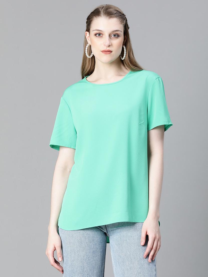 green polyester plain top - 21024604 - Zoom Image - 0