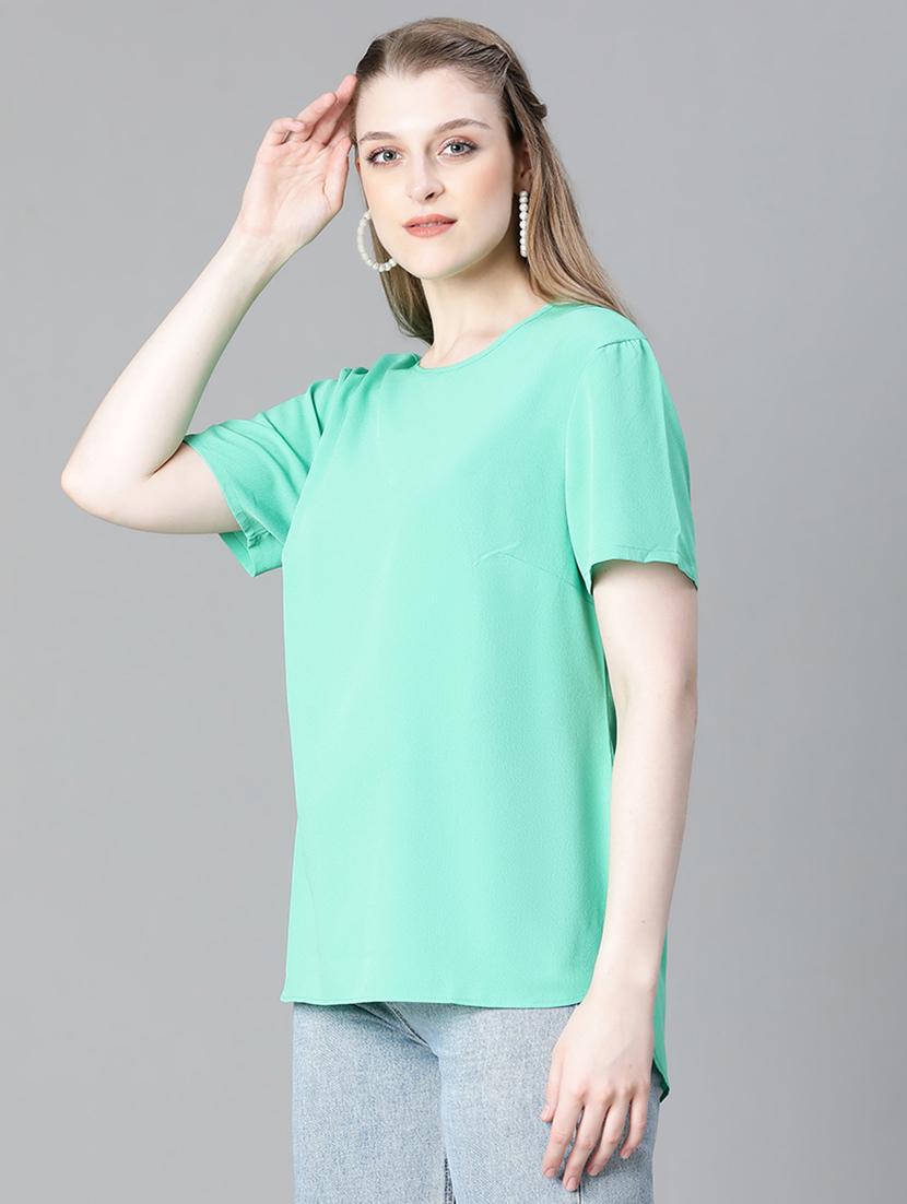 green polyester plain top - 21024604 - Standard Image - 1