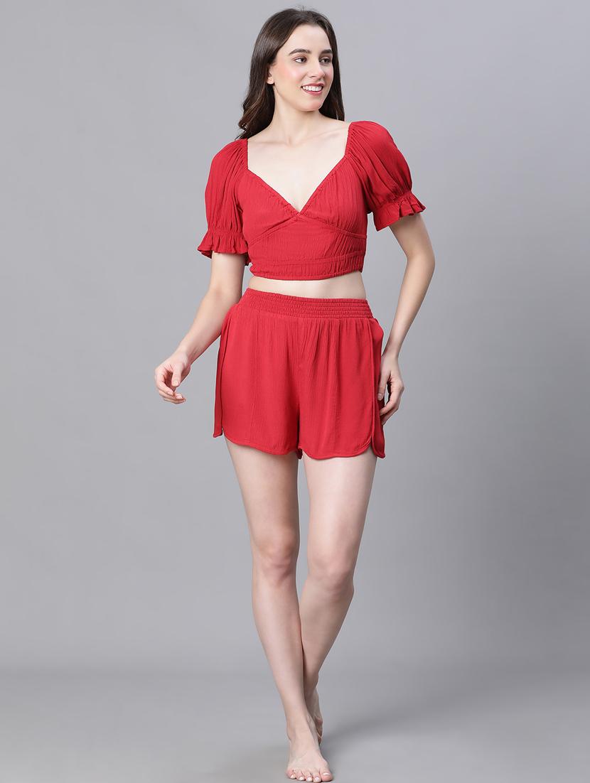 red viscose crop top - 21024605 - Standard Image - 4