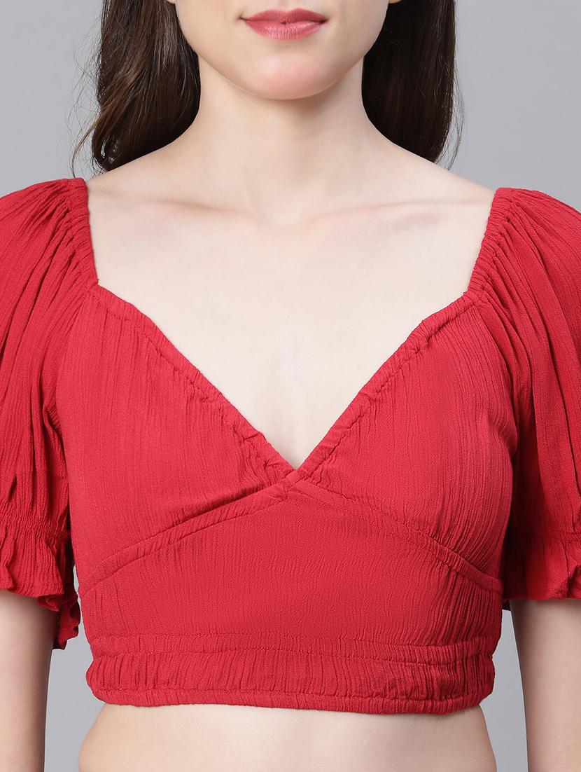 red viscose crop top - 21024605 - Standard Image - 6