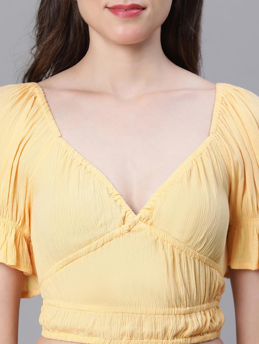 yellow viscose crop top - 21024606 - Standard Image - 6