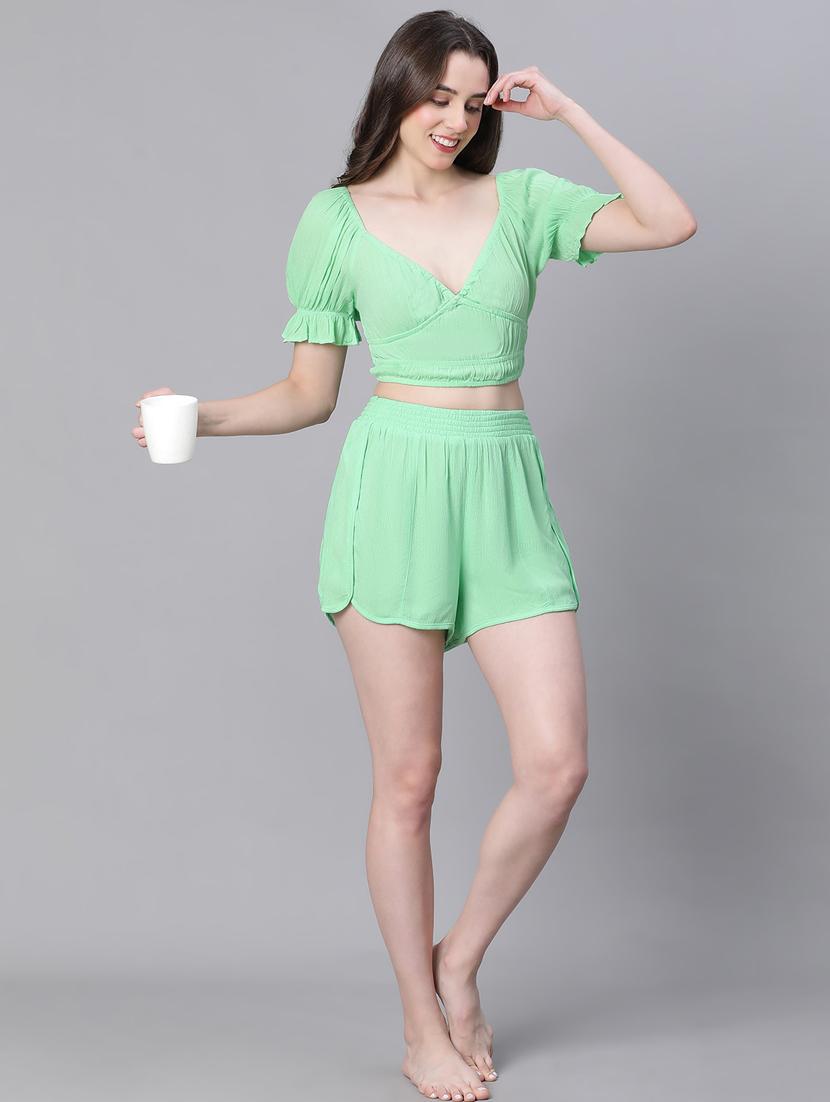 green viscose crop top - 21024607 - Standard Image - 4