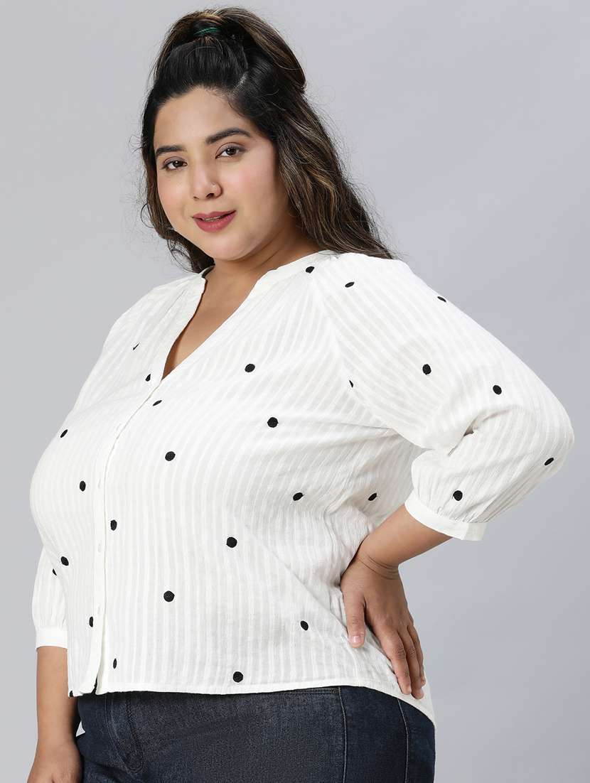 white cotton plus size top - 21024613 - Standard Image - 1