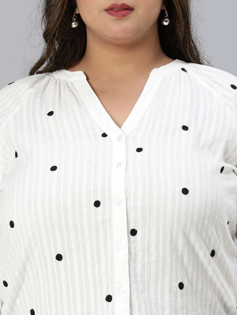 white cotton plus size top - 21024613 - Standard Image - 6