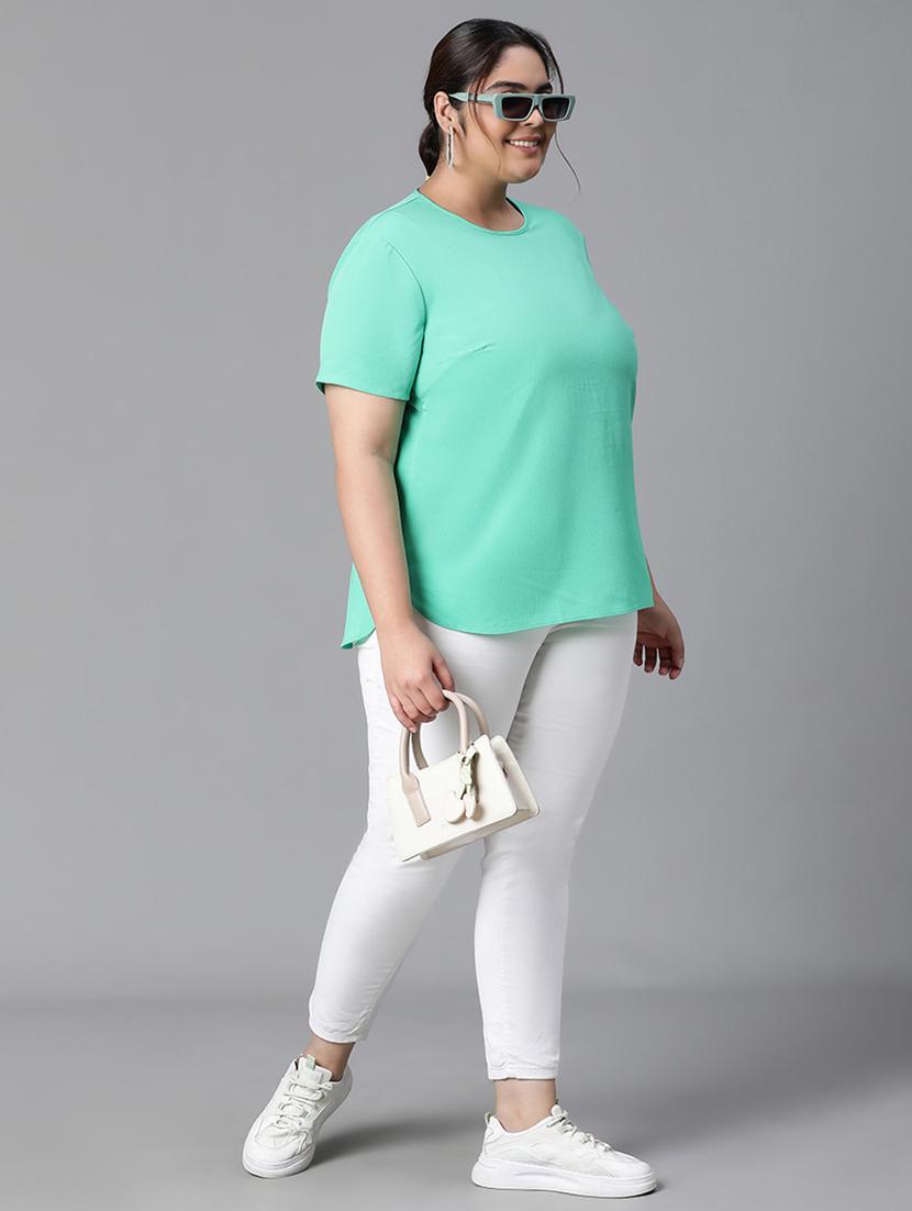 plus size women solid short sleeves top - 21024629 - Standard Image - 4