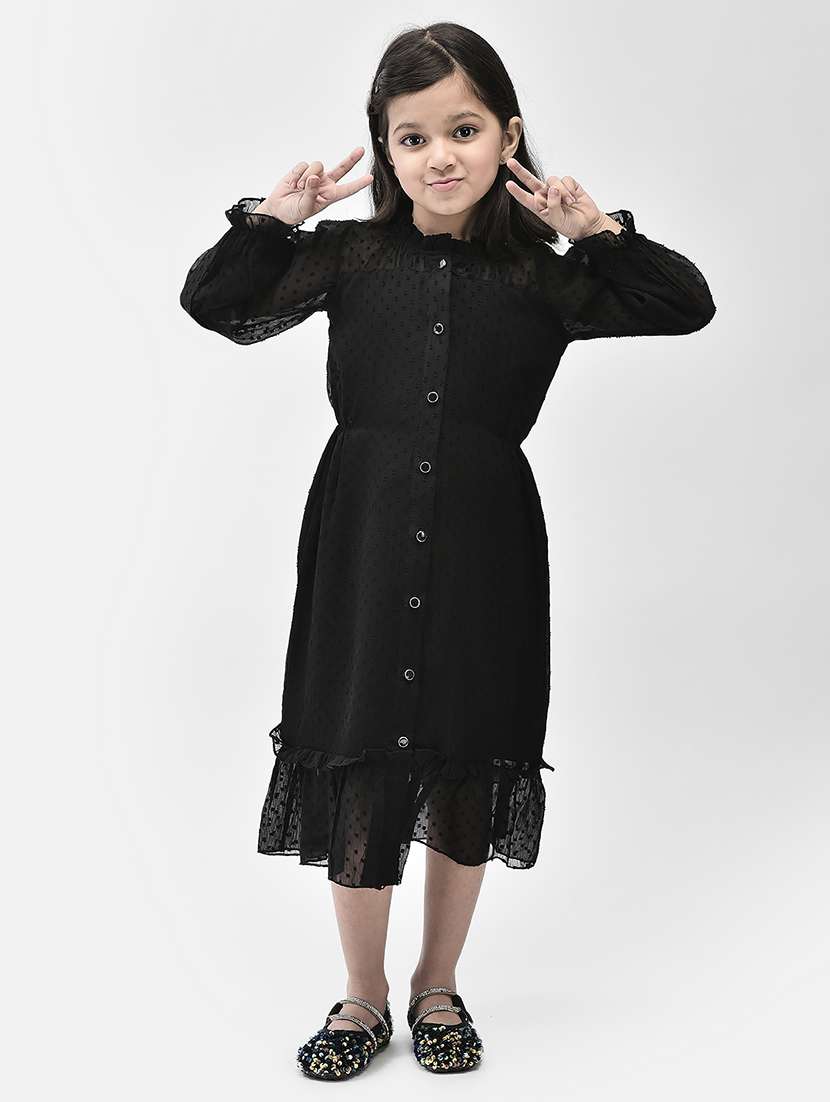 black self design detailed frock